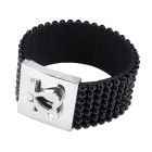 Armband, siebenreihig mit schwarzen Strass-Steinen