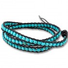 Lederarmband mit Türkis-Perlen