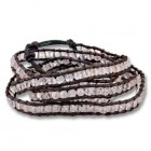 Lederarmband mit hell rosa Steinperlen