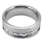 Edelstahlring  mattiert in 7mm Höhe mit Kristallen