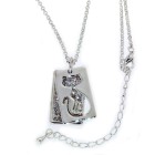 Dog Tag mit Katzensilhouette und Kristallen