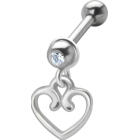 316L Stahl Barbell 1.2x6mm, HERZ-Anhänger