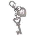 Charm-Anhänger Herz mit Schlüssel aus 925 Sterling Silber