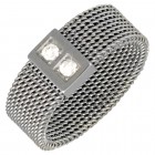 Fingerring aus Chirurgenstahl - Zirkonia und Kettenglieder