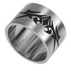 Stahlring mattiert mit Tribal Motiv