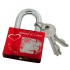 Engraving example Love lock red made of aluminum 50mm with your individual engraving