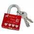 Engraving example Love lock red made of aluminum 50mm with your individual engraving