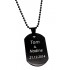 Engraving example Pendant identification tag 23x38mm made of stainless steel, matt, PVD black coated with individual engraving