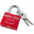 Engraving example Love lock red made of aluminum 50mm with your individual engraving