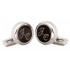 Engraving example Round SOLID stainless steel cufflinks with black PVD-coated insert for engraving