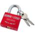 Engraving example Love lock red made of aluminum 50mm with your individual engraving