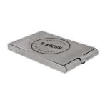 Gravurbeispiel Business card case made of matted stainless steel with individual engraving, opens on the side