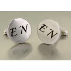 Gravurbeispiel Handmade round cufflinks made of 925 sterling silver with your engraving