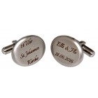 Gravurbeispiel Cufflinks made of matt stainless steel, oval, with engraving of your choice