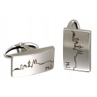 Gravurbeispiel Cufflinks PERFECT made of matted stainless steel with engraving of your choice