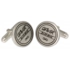 Gravurbeispiel Handmade round cufflinks made of 925 sterling silver with your engraving