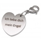 Gravurbeispiel Heart-shaped charm pendant for charm bracelets with individual engraving
