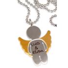 Gravurbeispiel Pendant angel made of stainless steel with golden wings and individual engraving