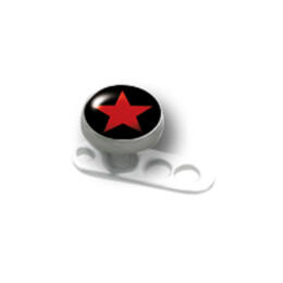 Titanium Dermal Anchor Head with a red stone