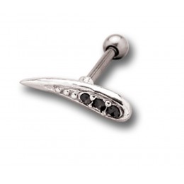 Helix ear piercing 1.2x6mm with wing design made of 925 sterling silver