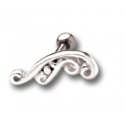 316L Helix ear piercing 1.2x6mm with 925 Sterling Silver tattoo design, left
