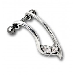Helix ear piercing with 925 sterling silver design and crystals 171