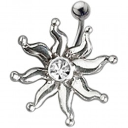 Navel piercing with sun design large, 8 rays