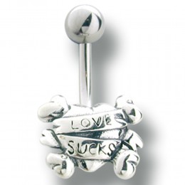 Belly button body jewelry piercing with heart design, 1.6x6mm / 1.6x8mm / 1.6x10mm / 1.6x12mm / 1.6x14mm