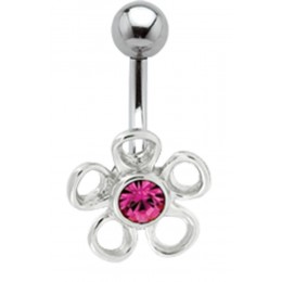 Navel piercing with 925 silver flower motif 87