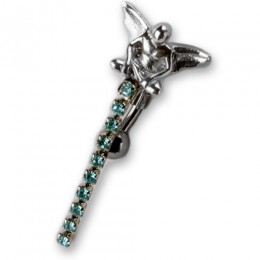 Navel piercing, motif angel with rhinestone chain