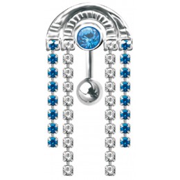 Upper Belly Shield Chain with four rhinestone chains