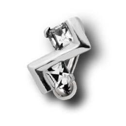 Belly button piercing with art deco design and 2 square crystals, small and discreet