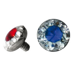 Dermal anchor attachment with crystals, for surface piercing, skin diver