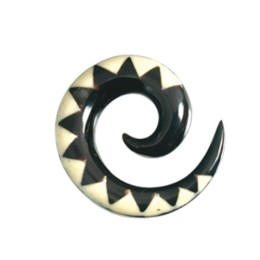 Ear stretcher spiral made of black water buffalo horn,