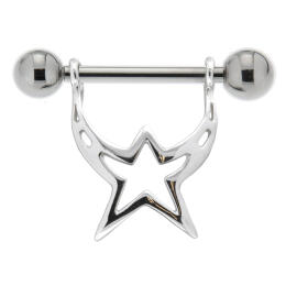 Nipple piercing made of 925 sterling silver with surgical steel barbell