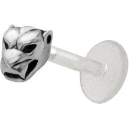 Bioplast labret with tiger head design, 1.2x6mm / 1.2x8mm / 1.2x10mm