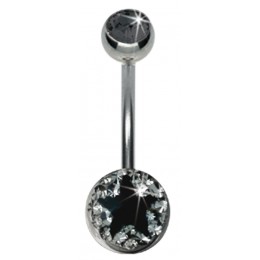Crystalline belly button body jewelry piercing with star motif