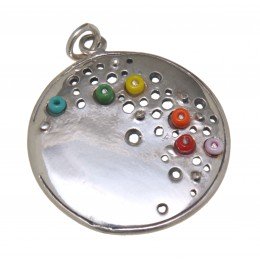Pendant 925 sterling silver - circle with pearls
