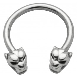 Side horseshoe piercing with tiger motif