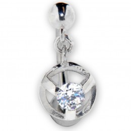 Belly button piercing with clear crystal, with pendant