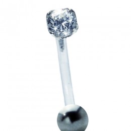 Belly button piercing with PTFE rod, 1.6x12mm crystal clear