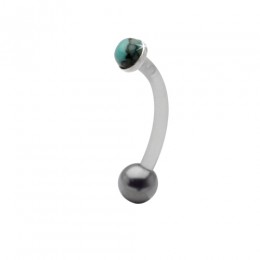 Belly button piercing with PTFE bar, 1.6x12mm with turquoise stone