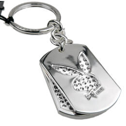 Playboy keychain 2 pieces with white crystals