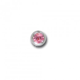 Titanium 3mm screw ball with colored crystal