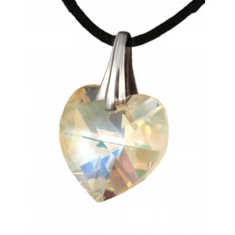 Swarovski crystal heart shimmering with a cord chain