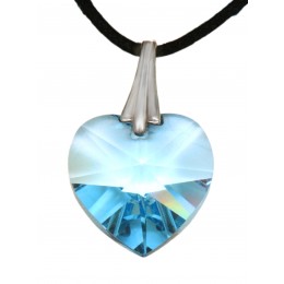 Swarovski crystal heart light blue with a cord chain
