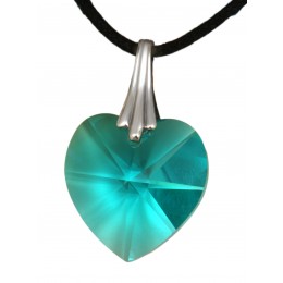 Swarovski crystal heart turquoise with a cord chain