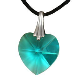Swarovski crystal heart turquoise with a cord chain