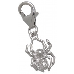 Charm pendant crawling spider with crystal to hang in a charm bracelet