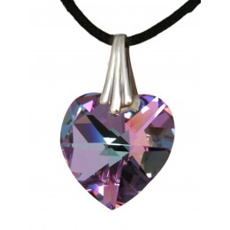 Swarovski crystal heart purple with a cord chain